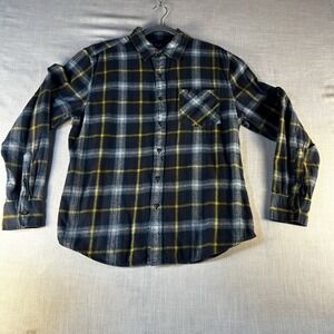 Arizona Jeans Blue White Plaid Classic Fit Large Long Sleeve Flannel Shirt‎
